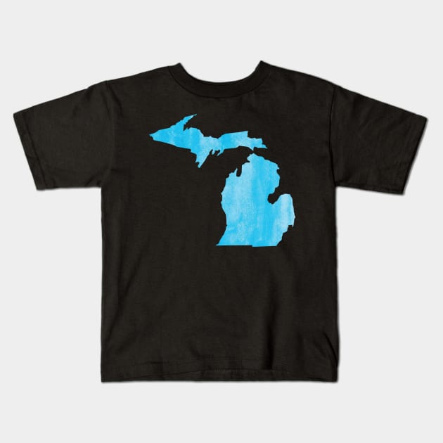 Michigan blue watercolor Kids T-Shirt by emilystp23